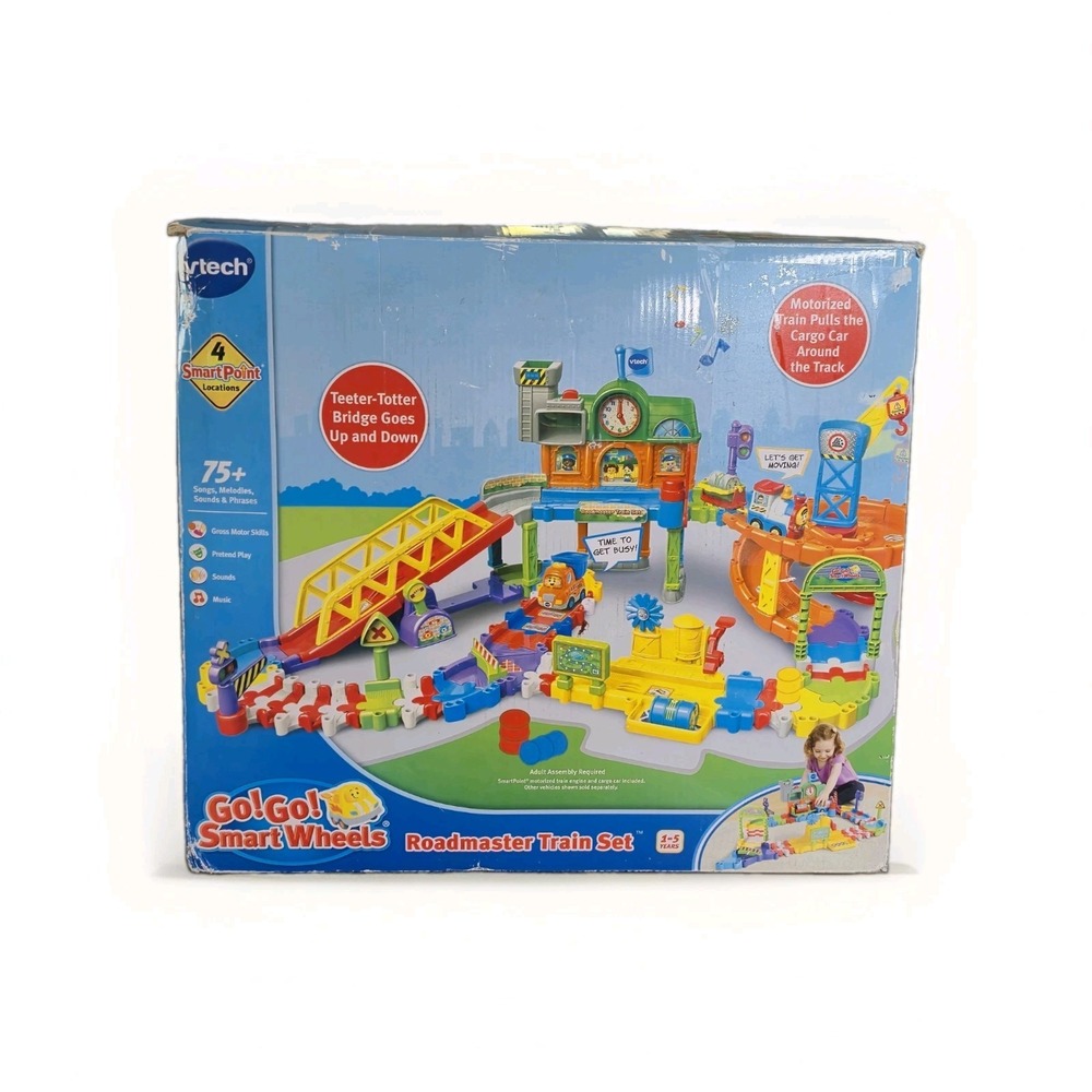 VTech Go! Go! Smart Wheels Roadmaster Train Set 73 Pc Playset‎ New Open Ugly Box